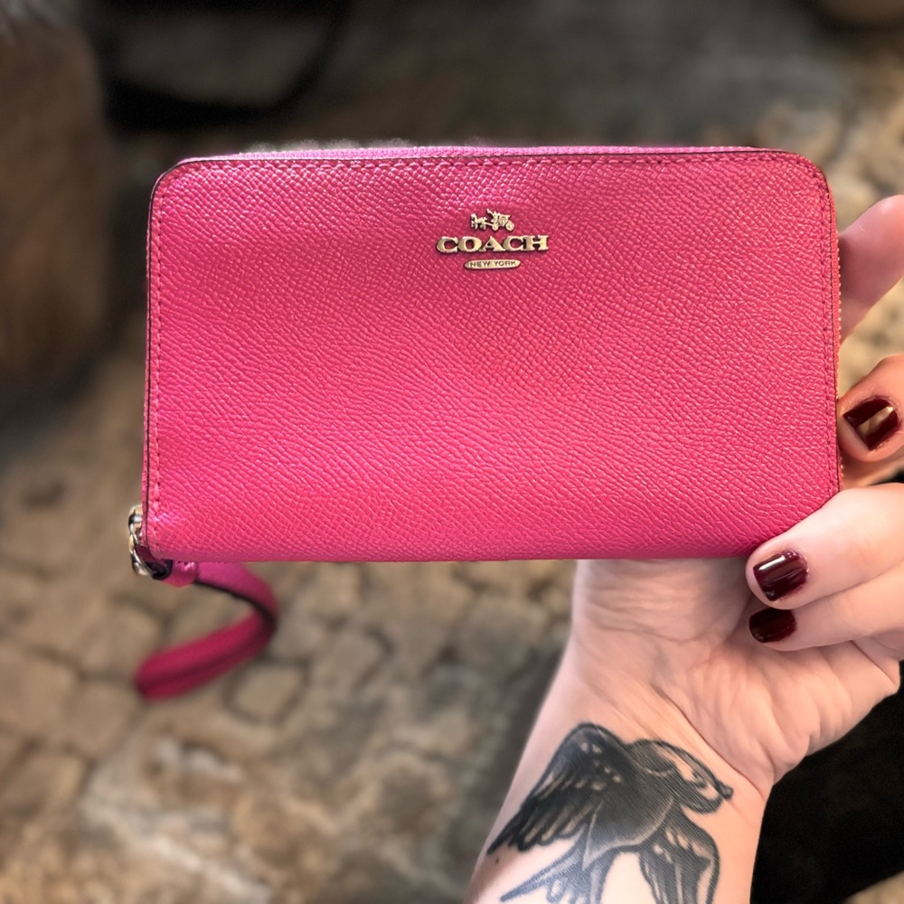 Coach Pink Leather Wallet with Gold Logo NWOT
